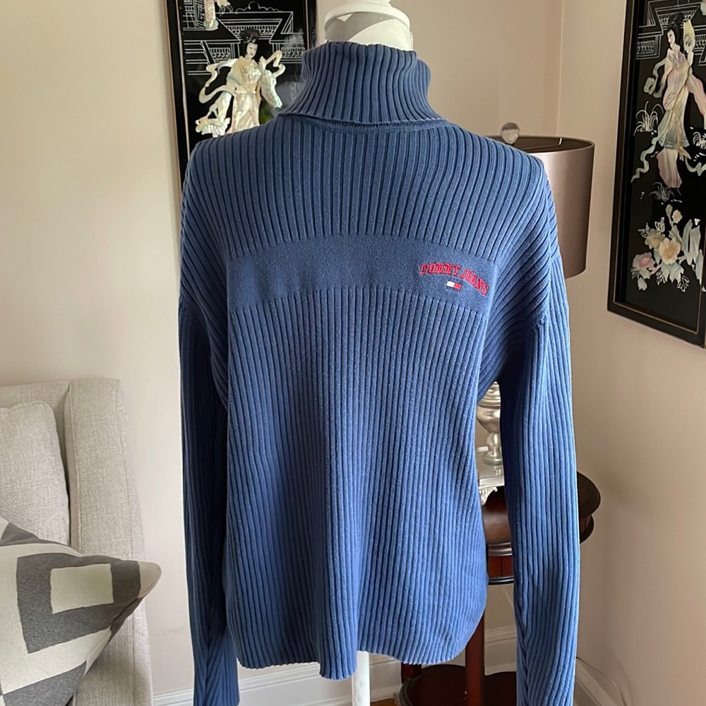 🎉 Mens Tommy Hilfiger Blue Turtleneck Sweater